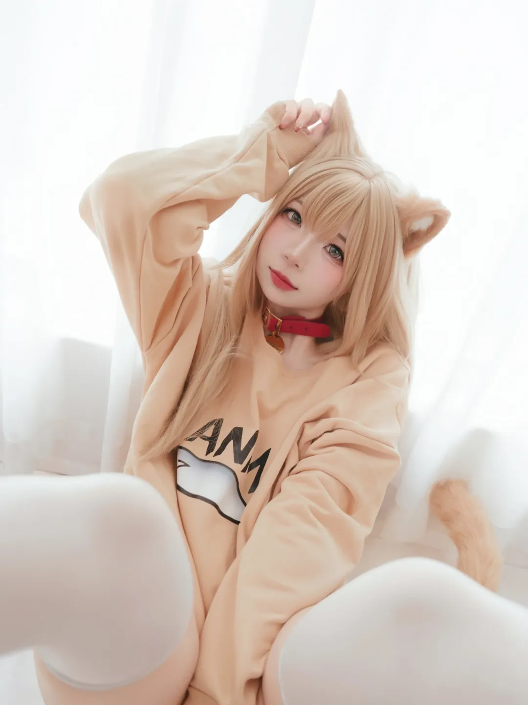 兽耳少女, 日常cosplay, 猫咪cos, 慵懒风, 卫衣穿搭