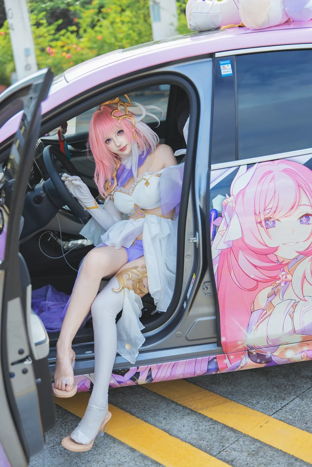 爱莉希雅cos, 崩坏3, cosplay外景, 痛车摄影, 粉色系妆造