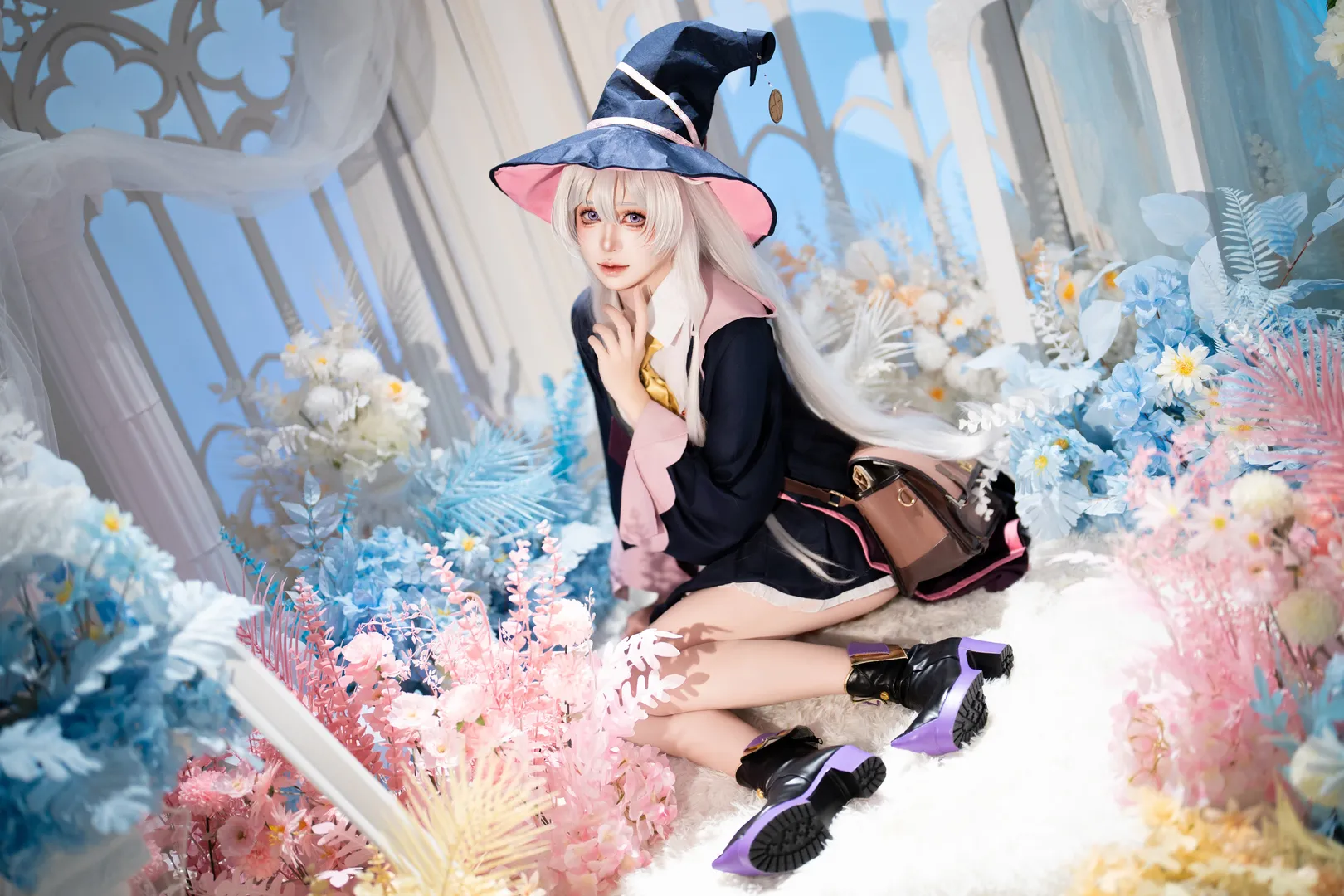 cosplay, Elaina cosplay, Wandering Witch: The Journey of Elaina, Witch hat, Dreamy backdrop