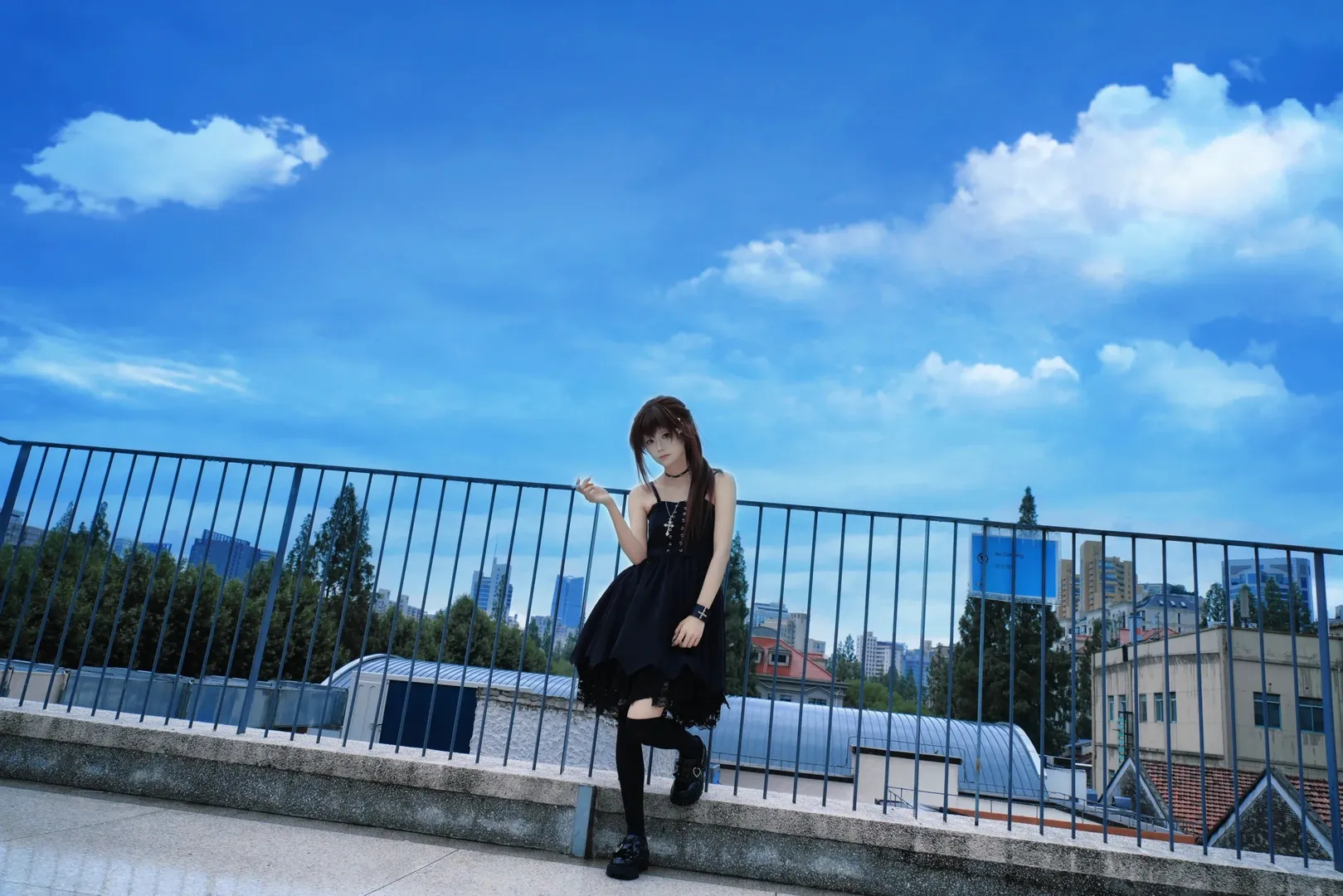 コスプレ, 水上由岐 コスプレ, 素晴らしき日々 ～不連続存在～, 屋上撮影, 黒コーデ - 3枚目