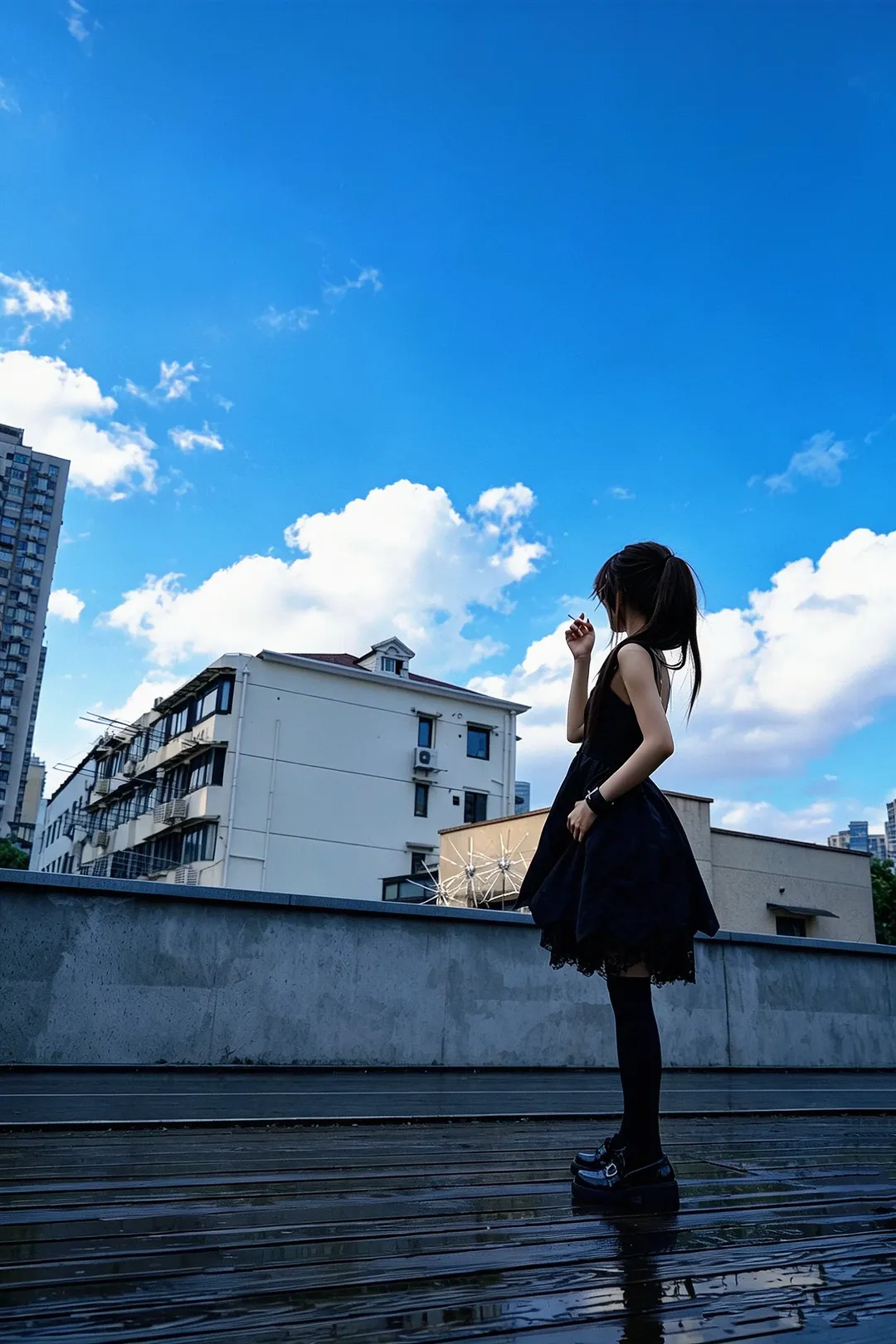 コスプレ, 水上由岐 コスプレ, 素晴らしき日々 ～不連続存在～, 屋上撮影, 黒コーデ - 4枚目