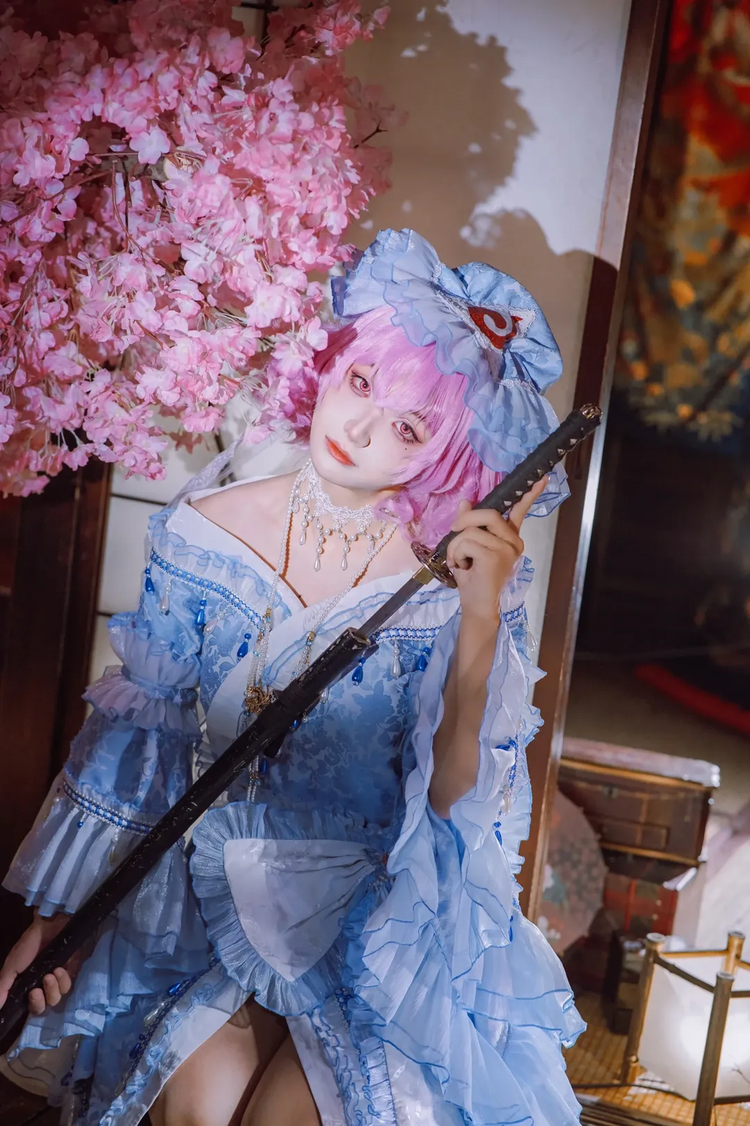 cosplay, 东方Project, 和风, 樱花, 西行寺幽幽子cos - 第5张