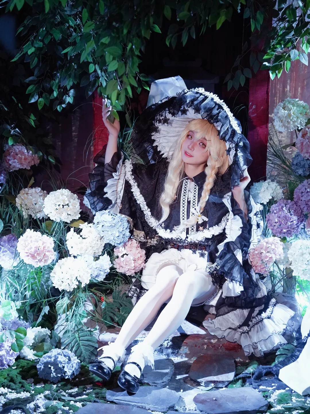 cosplay, 东方project, 雾雨魔理沙cos, 博丽神社, 花丛摄影 - 第2张