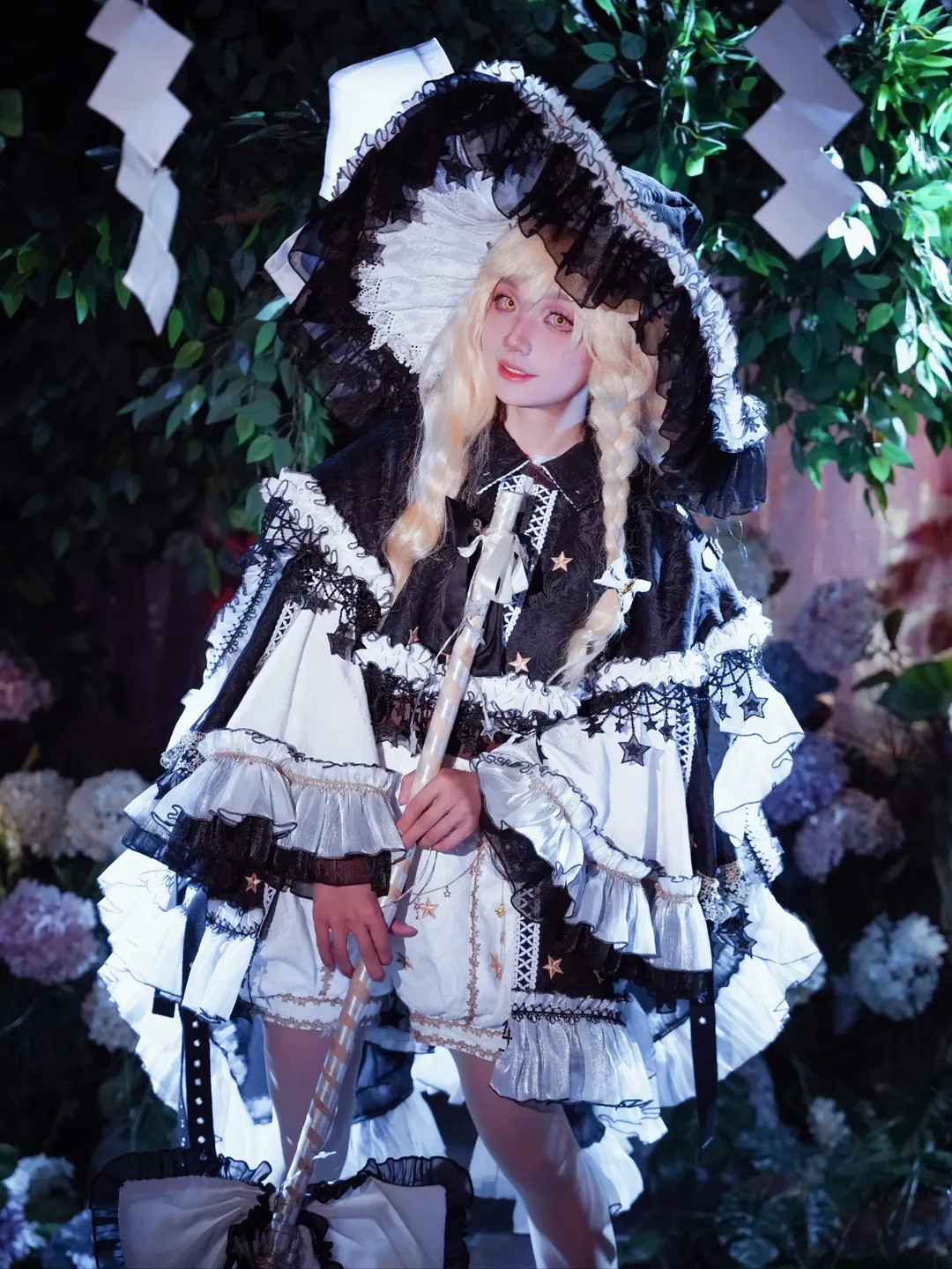 cosplay, 东方project, 雾雨魔理沙cos, 博丽神社, 花丛摄影 - 第7张