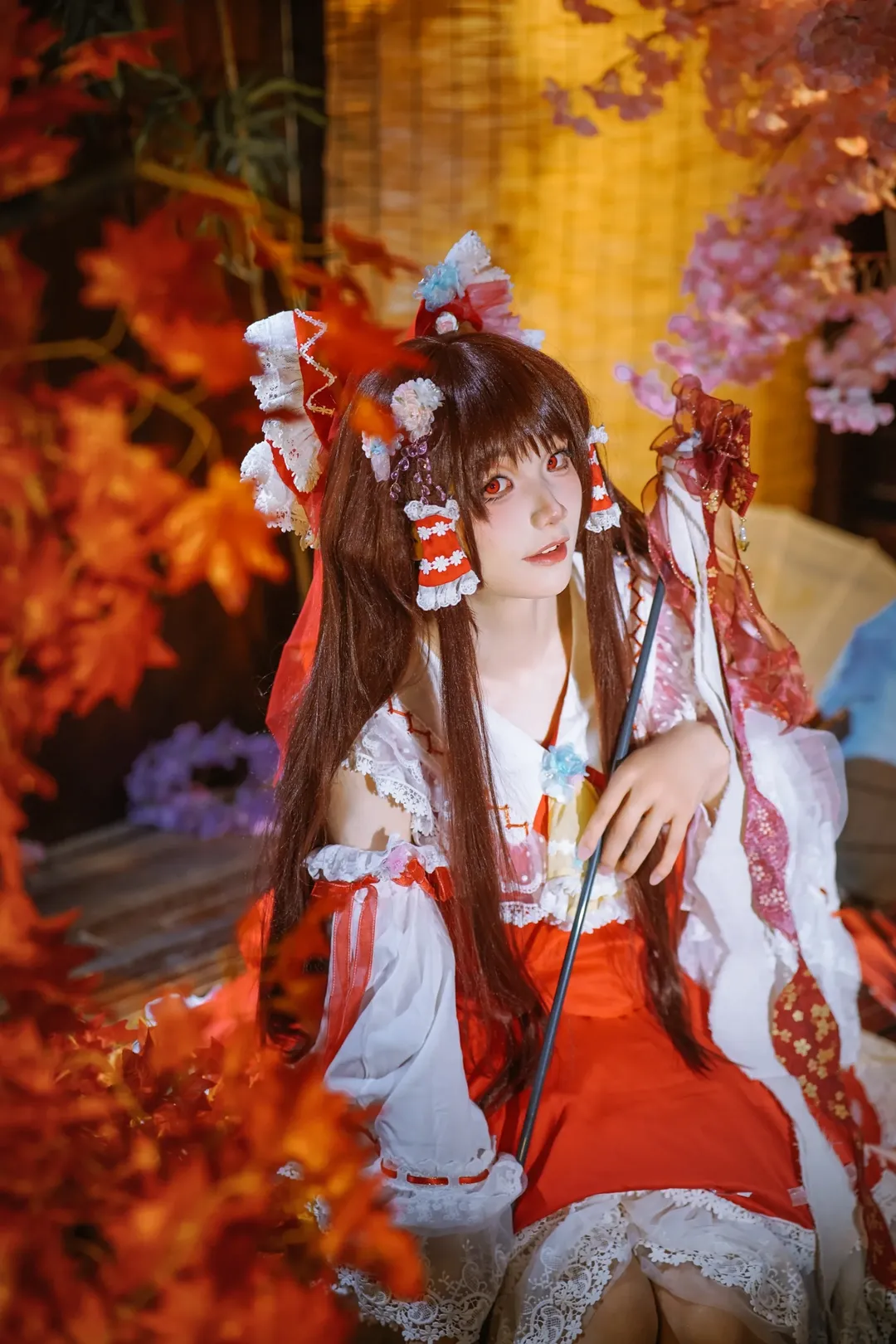 二次元攝影, 博麗靈夢cos, 東方Project, cosplay正片, 紅白巫女