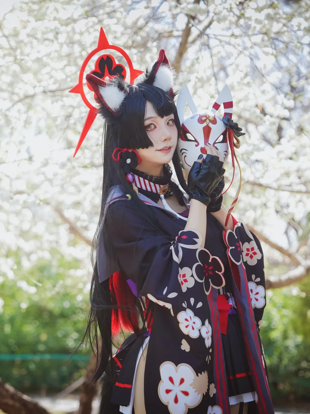 碧蓝档案, 玉渊潭樱花, cosplay摄影, 二次元外景, 狐坂若藻cos - 第1张