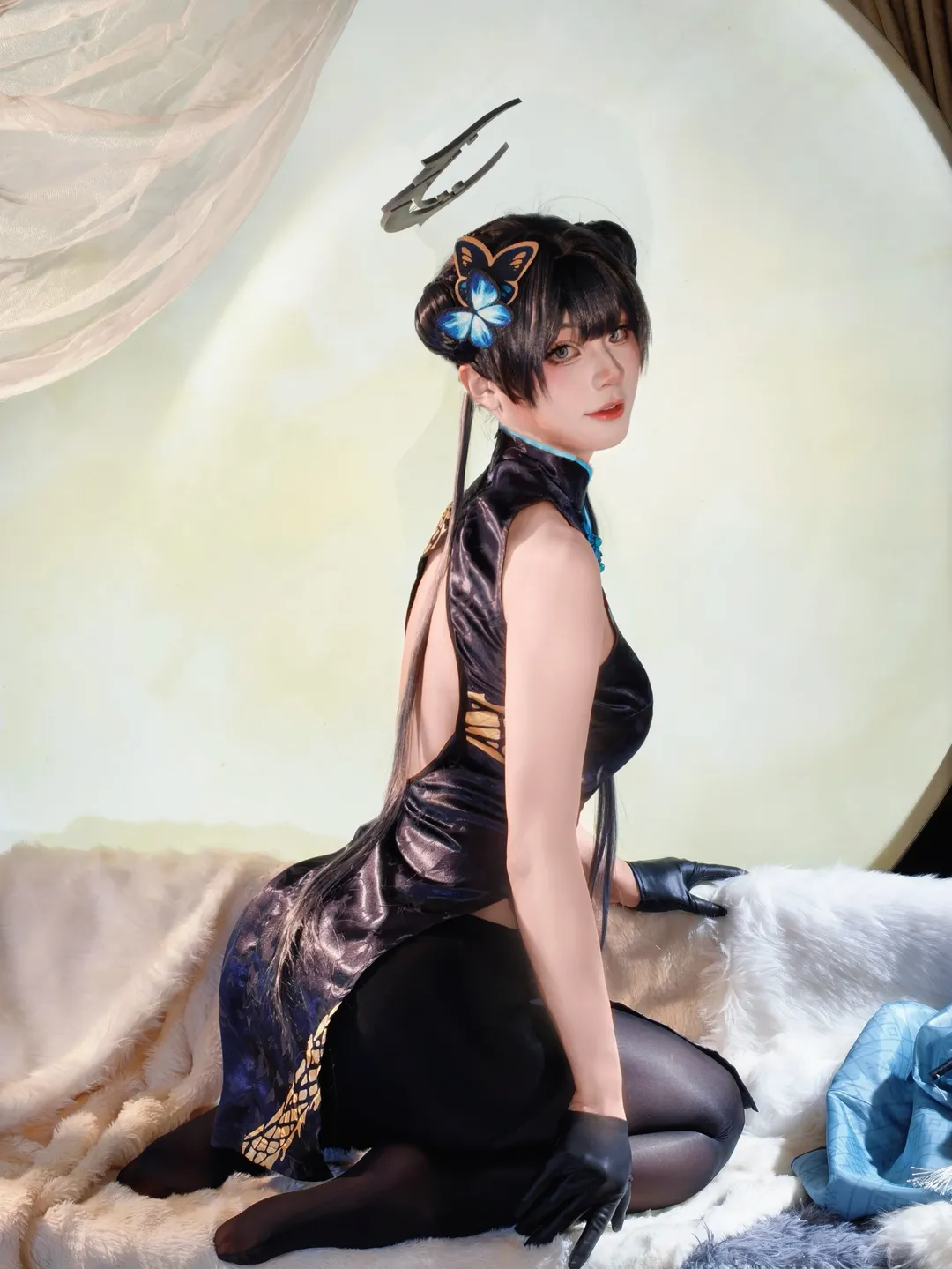 二次元, 蔚蓝档案, 少女写真, 龙华妃咲cos, 旗袍 - 第2张