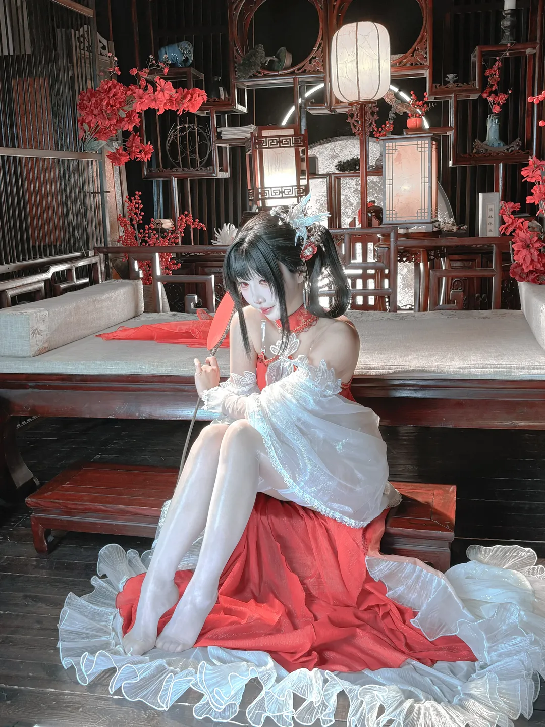 Ancient style cosplay, Visual arts, Chinese style, Red outfit style, Zhenhai - Image 2