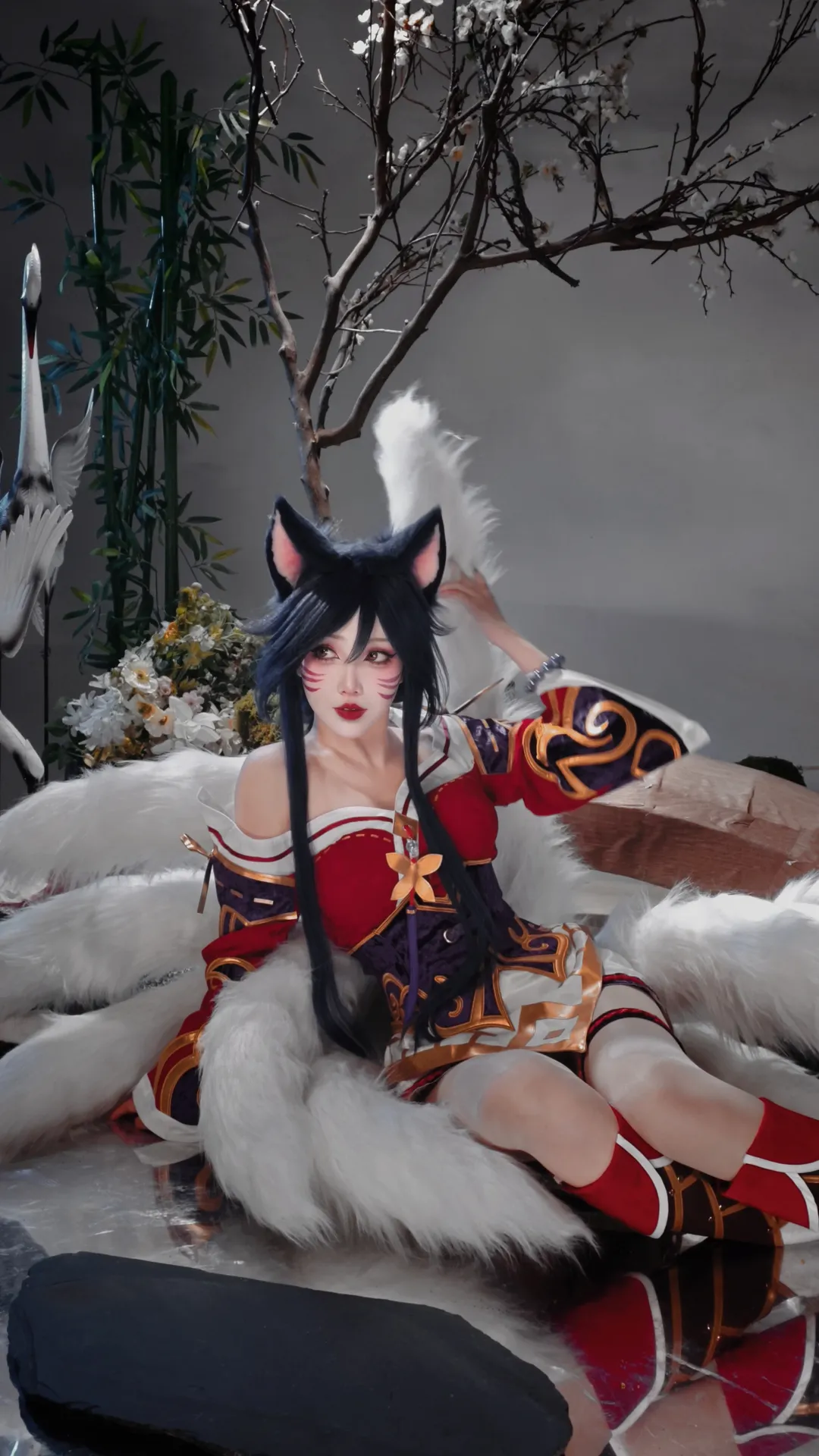古风cosplay, 红白配色, cosplay摄影, 兽耳娘, 狐妖cos - 第2张