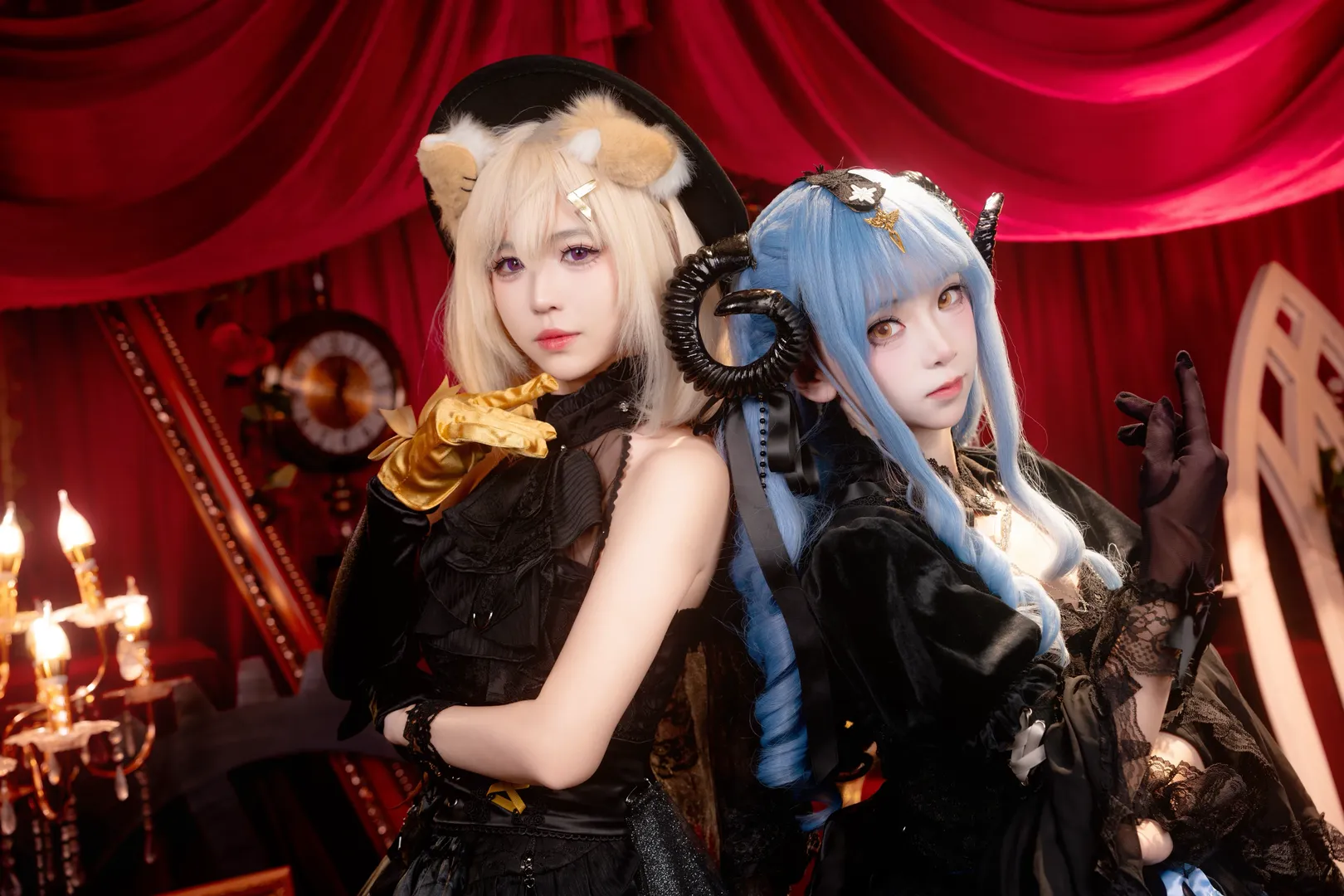 明日方舟, 三角初华cos, AveMujica联动, 哥特风cosplay, 双人摄影 - 第6张