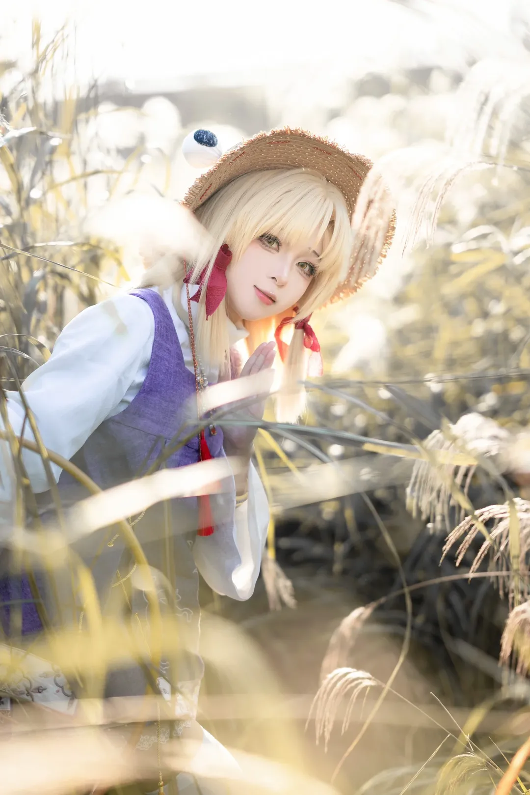 东方project, 二次元cosplay, 外景摄影, 诹访子cos, 芦苇荡 - 第4张