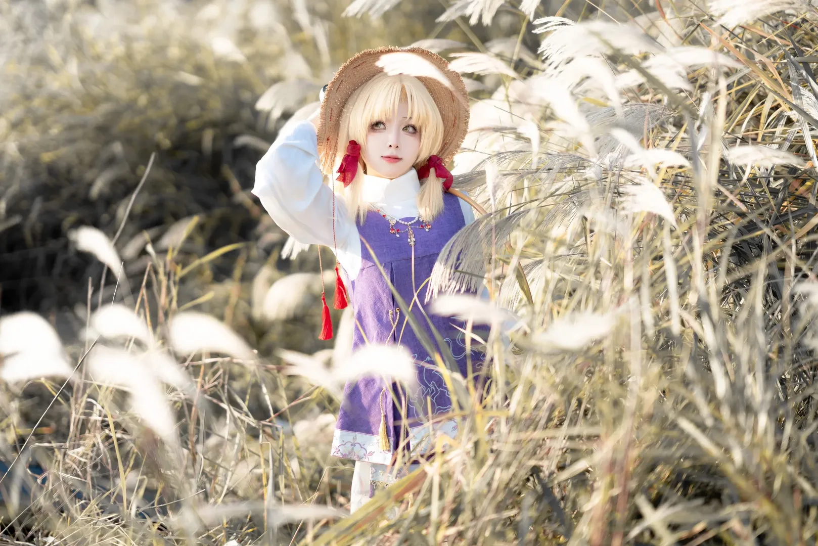 东方project, 二次元cosplay, 外景摄影, 诹访子cos, 芦苇荡 - 第6张