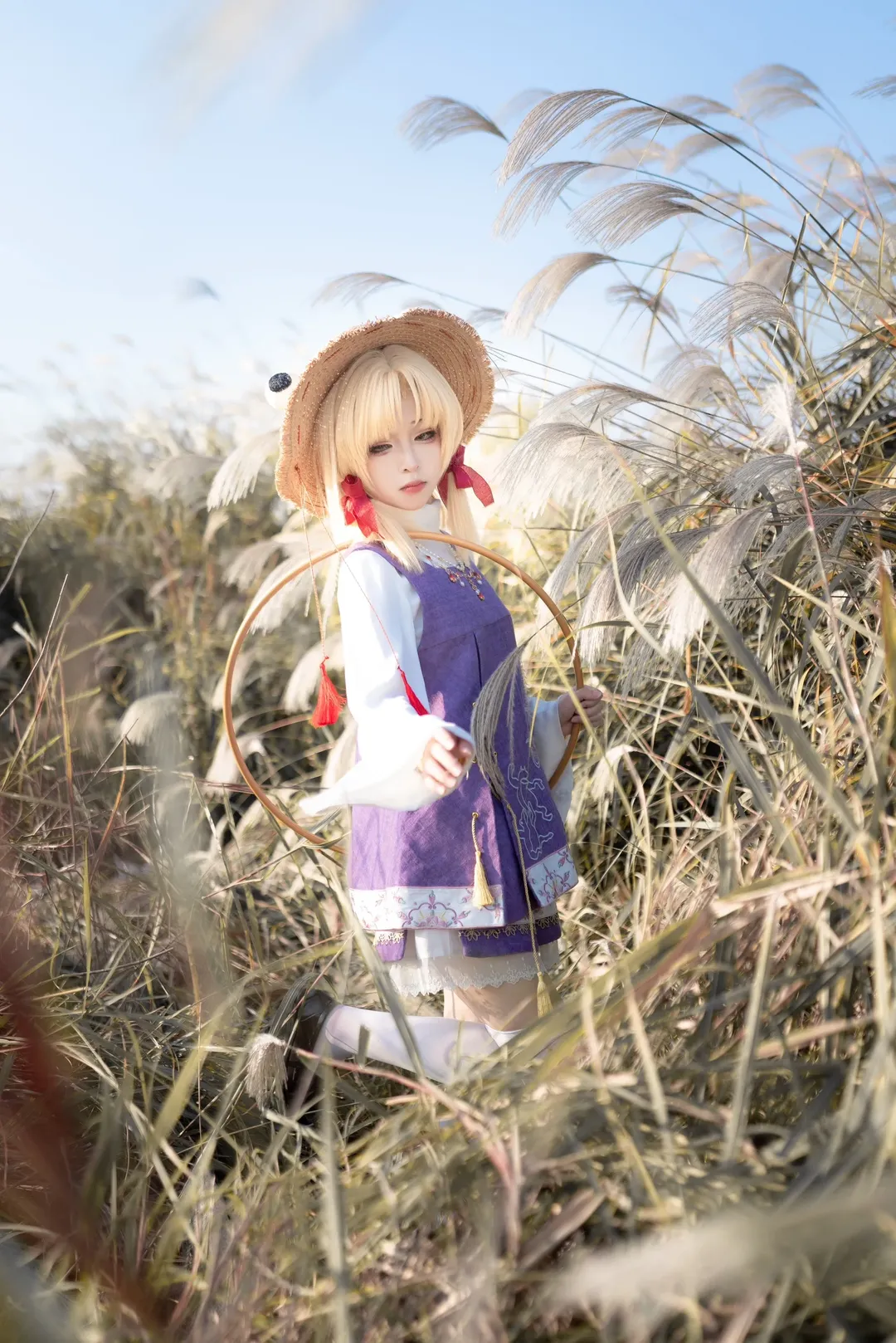东方project, 二次元cosplay, 外景摄影, 诹访子cos, 芦苇荡 - 第7张