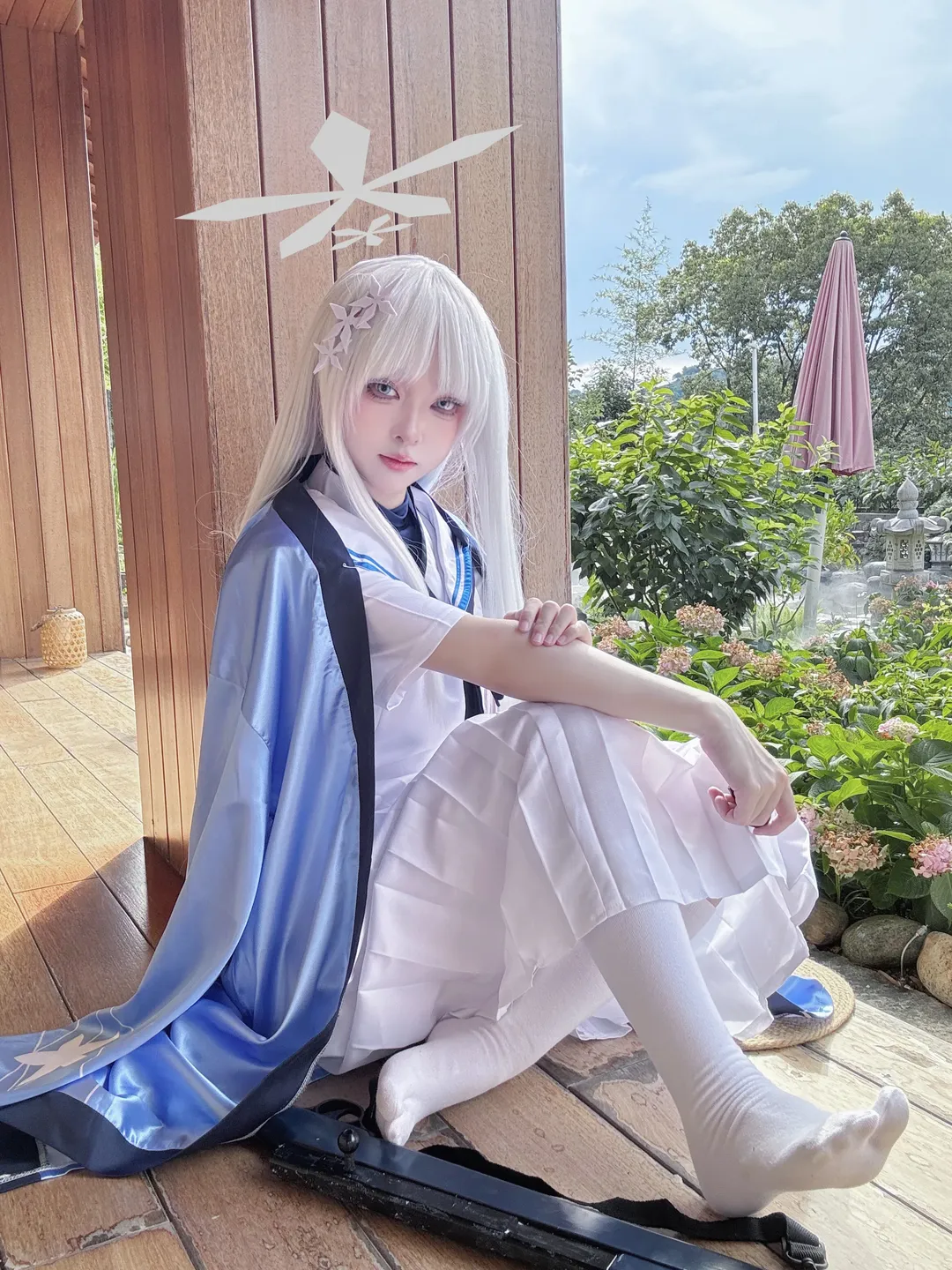 雰囲気, ブルーアーカイブ, 御稜ナグサ コスプレ, 日本庭園, 屋外の風景