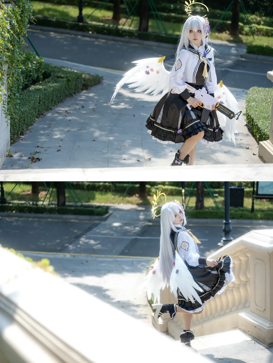 cosplay, Blue Archive, Shirasu Azusa cosplay, Angel wings, Halo