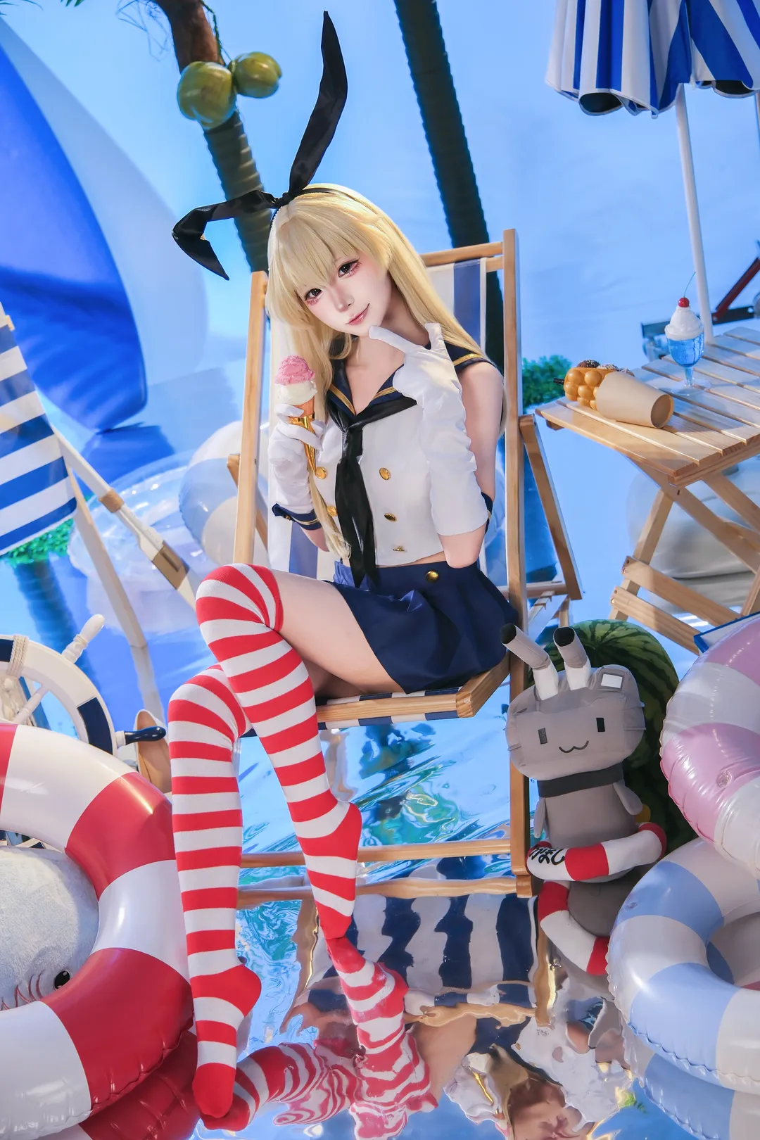 摄影作品, 泳装cosplay, 岛风cos, 舰队collection, 夏日氛围