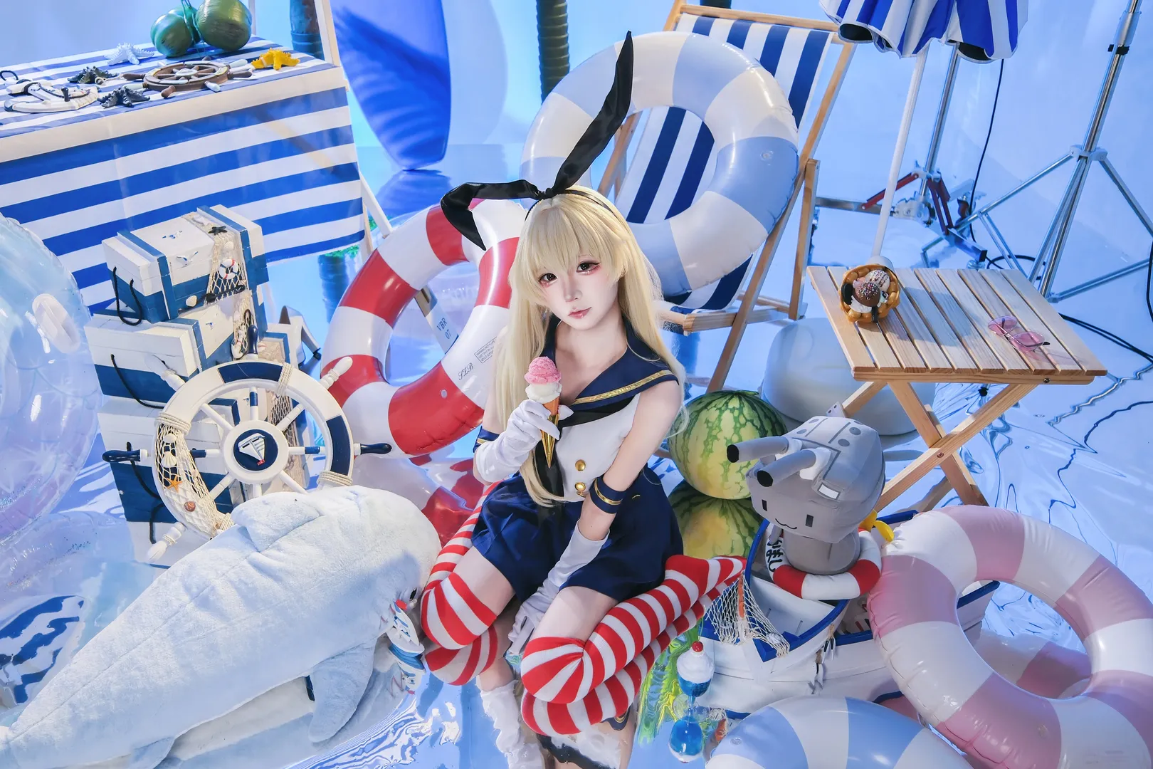 摄影作品, 泳装cosplay, 岛风cos, 舰队collection, 夏日氛围 - 第2张