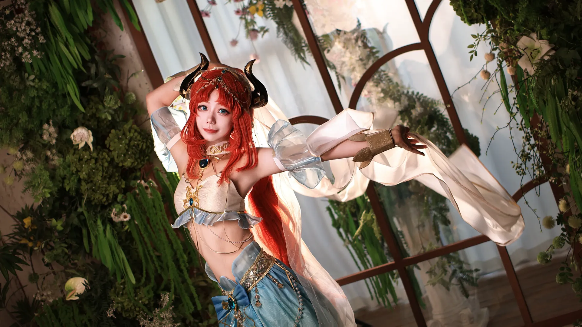 原神, 妮露cos, cosplay摄影, 七重纱之舞, 森林场景 - 第1张