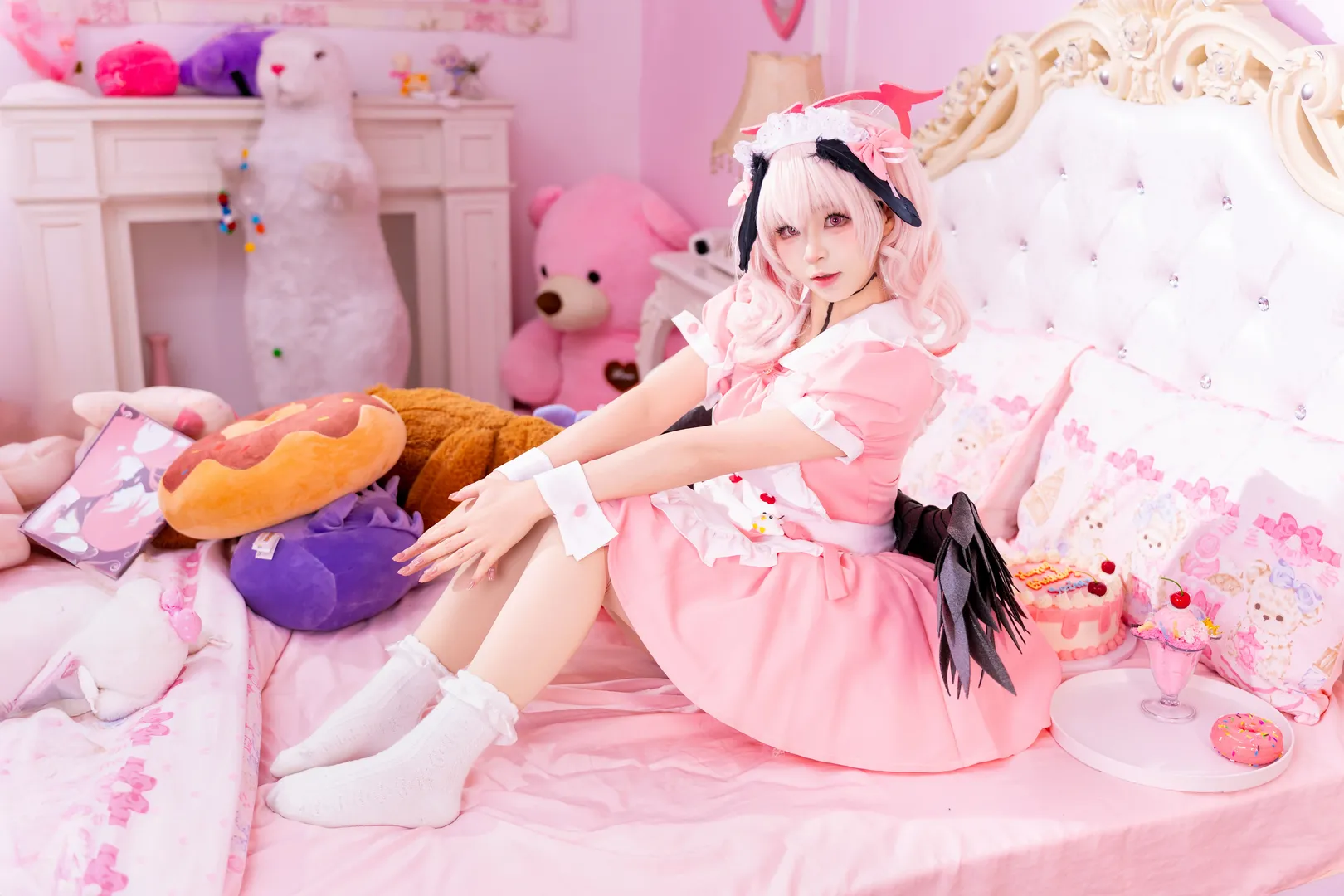 二次元摄影, 蔚蓝档案, 下江小春cos, 女仆装cosplay, 粉调少女 - 第3张