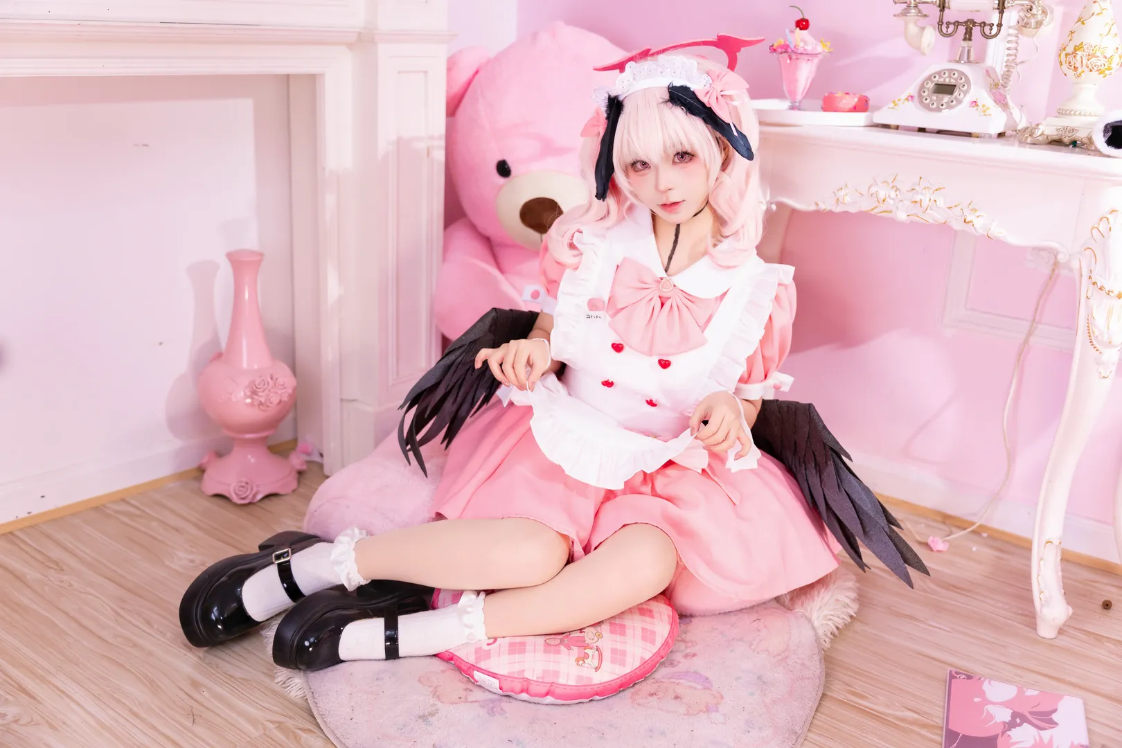 二次元摄影, 蔚蓝档案, 下江小春cos, 女仆装cosplay, 粉调少女 - 第5张