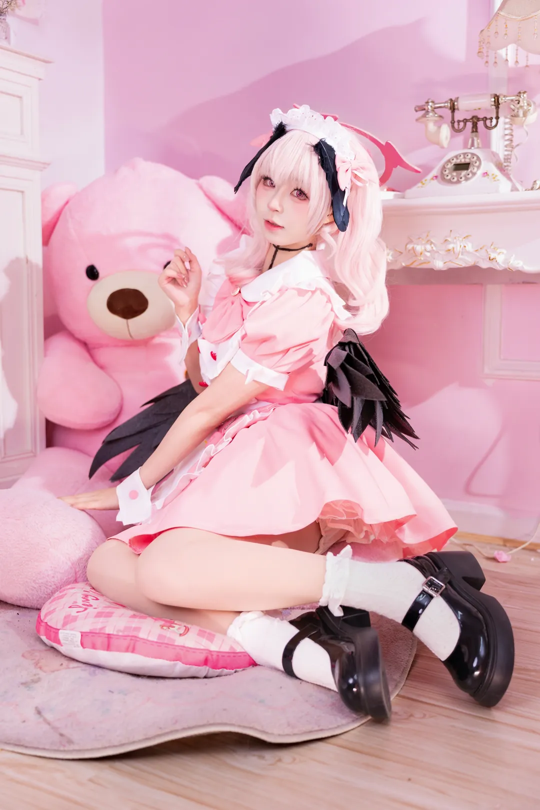 二次元摄影, 蔚蓝档案, 下江小春cos, 女仆装cosplay, 粉调少女 - 第6张