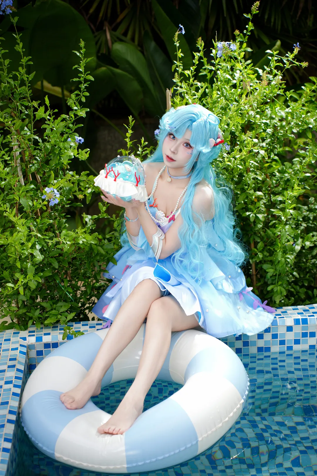 王者荣耀, 朵莉亚cos, cosplay摄影, 泳池拍照, 人鱼公主 - 第1张