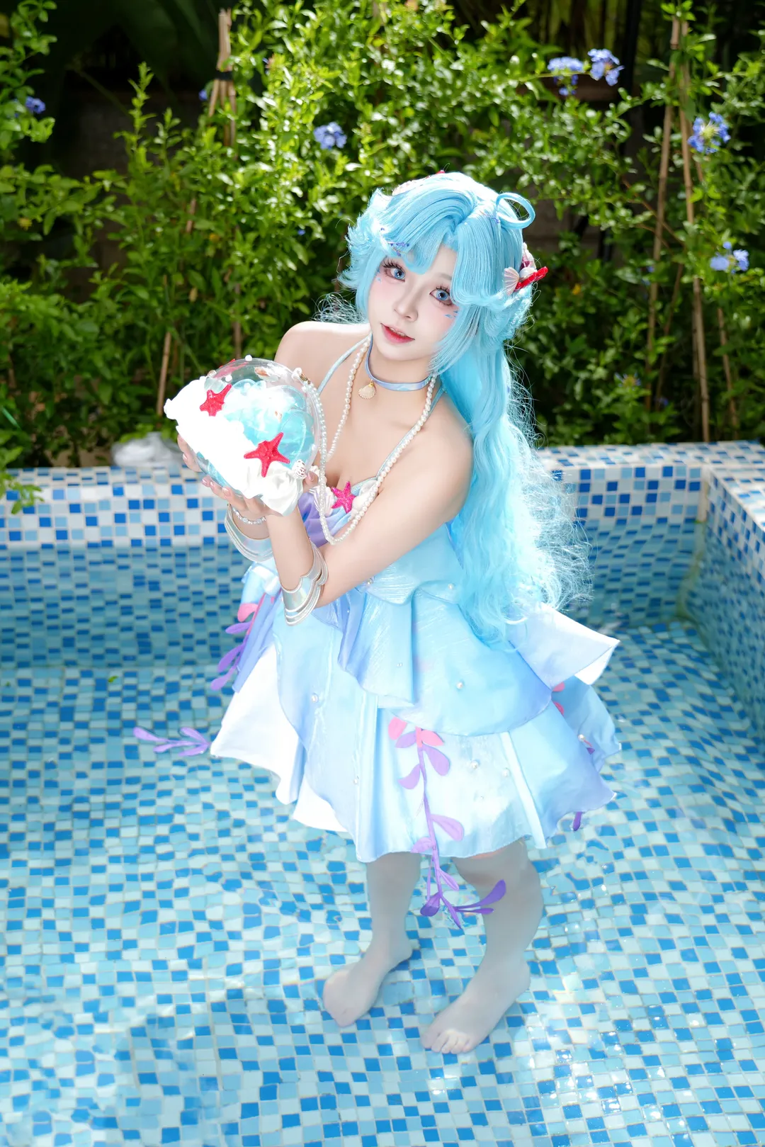 王者荣耀, 朵莉亚cos, cosplay摄影, 泳池拍照, 人鱼公主 - 第3张
