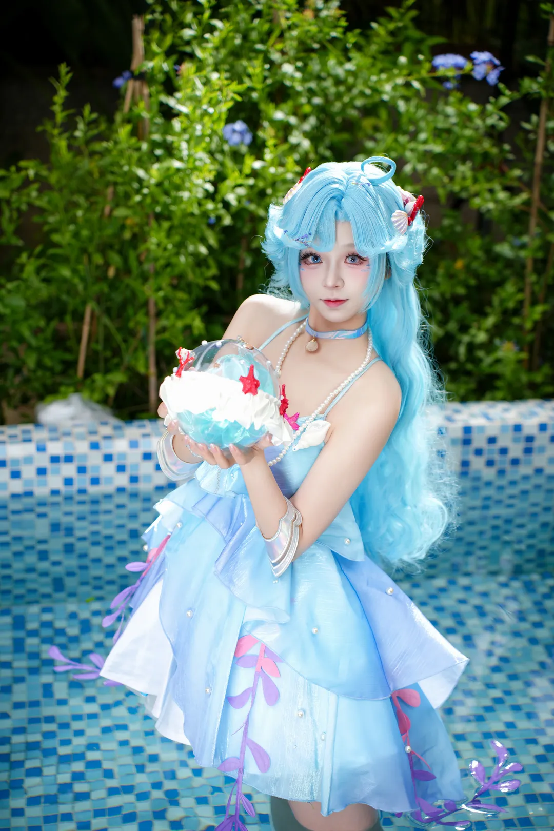 王者荣耀, 朵莉亚cos, cosplay摄影, 泳池拍照, 人鱼公主