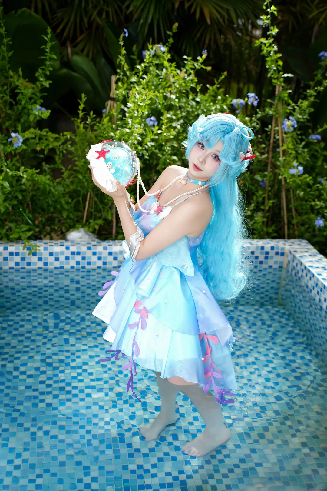 王者荣耀, 朵莉亚cos, cosplay摄影, 泳池拍照, 人鱼公主 - 第9张