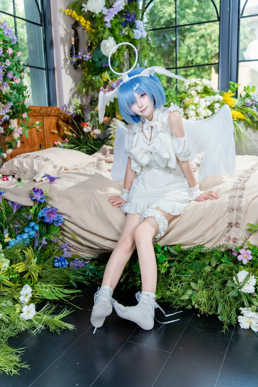 二次元摄影, 蕾姆cos, 甜美风格, cosplay正片, 天使造型 - 第1张