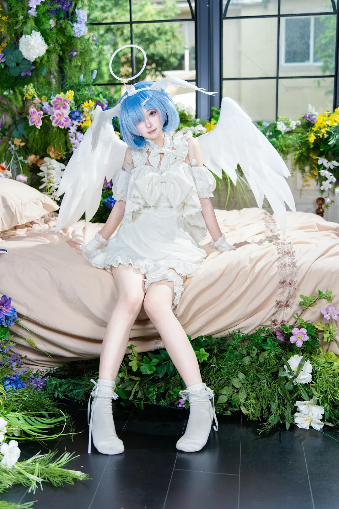 二次元摄影, 蕾姆cos, 甜美风格, cosplay正片, 天使造型