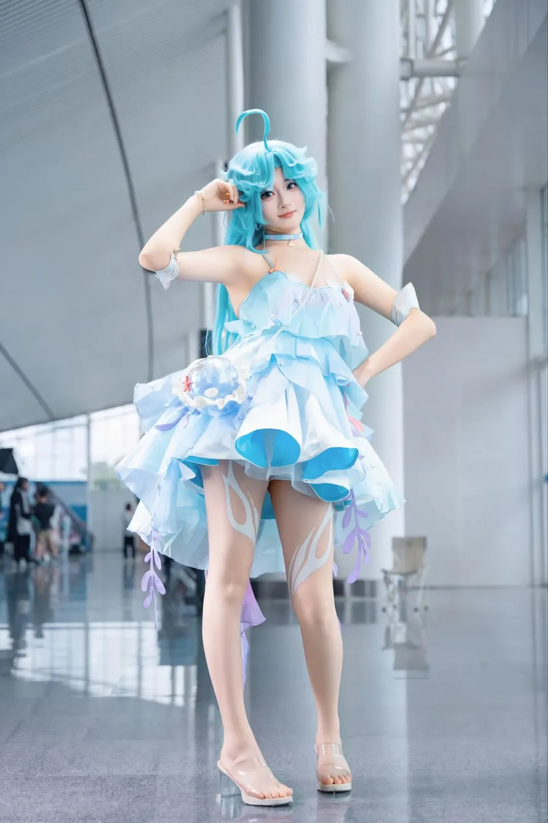 cosplay, 漫展摄影, 二次元Coser, 水蓝色假发, 海洋风穿搭