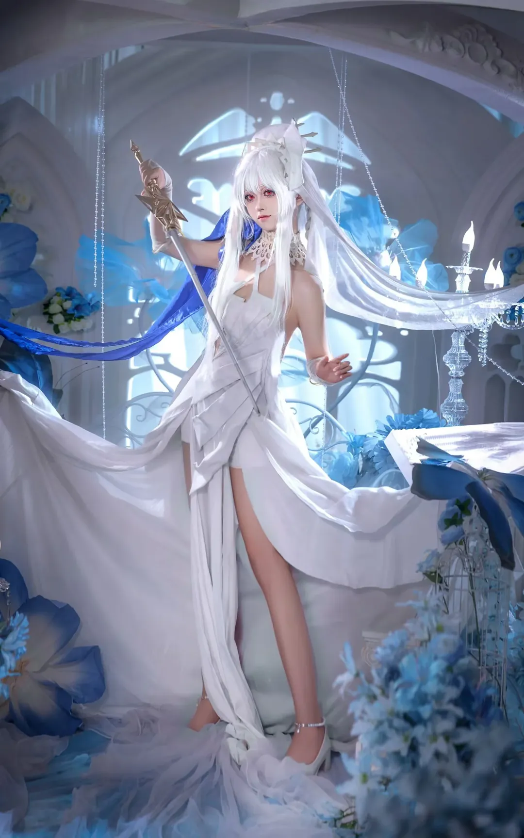 cosplay, 梦幻风, 白发红瞳, 仙气, 蓝色花海 - 第4张