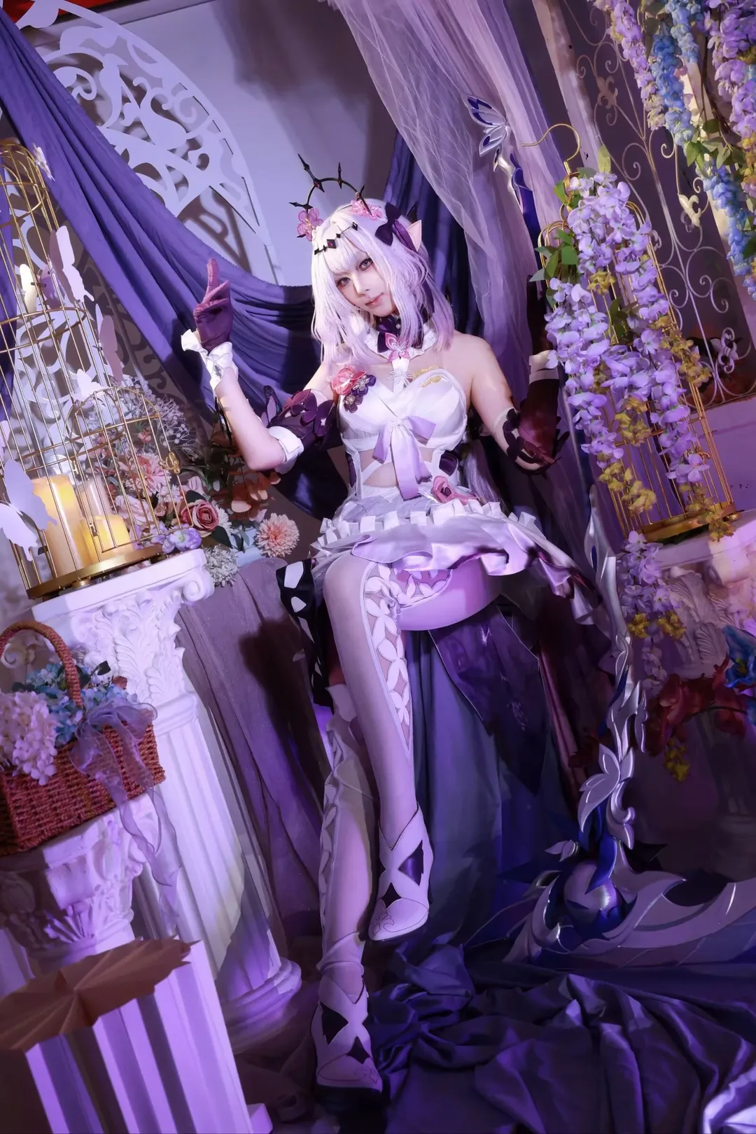 氛围感, cosplay, 二次元摄影, 紫藤花, 镰刀 - 第1张