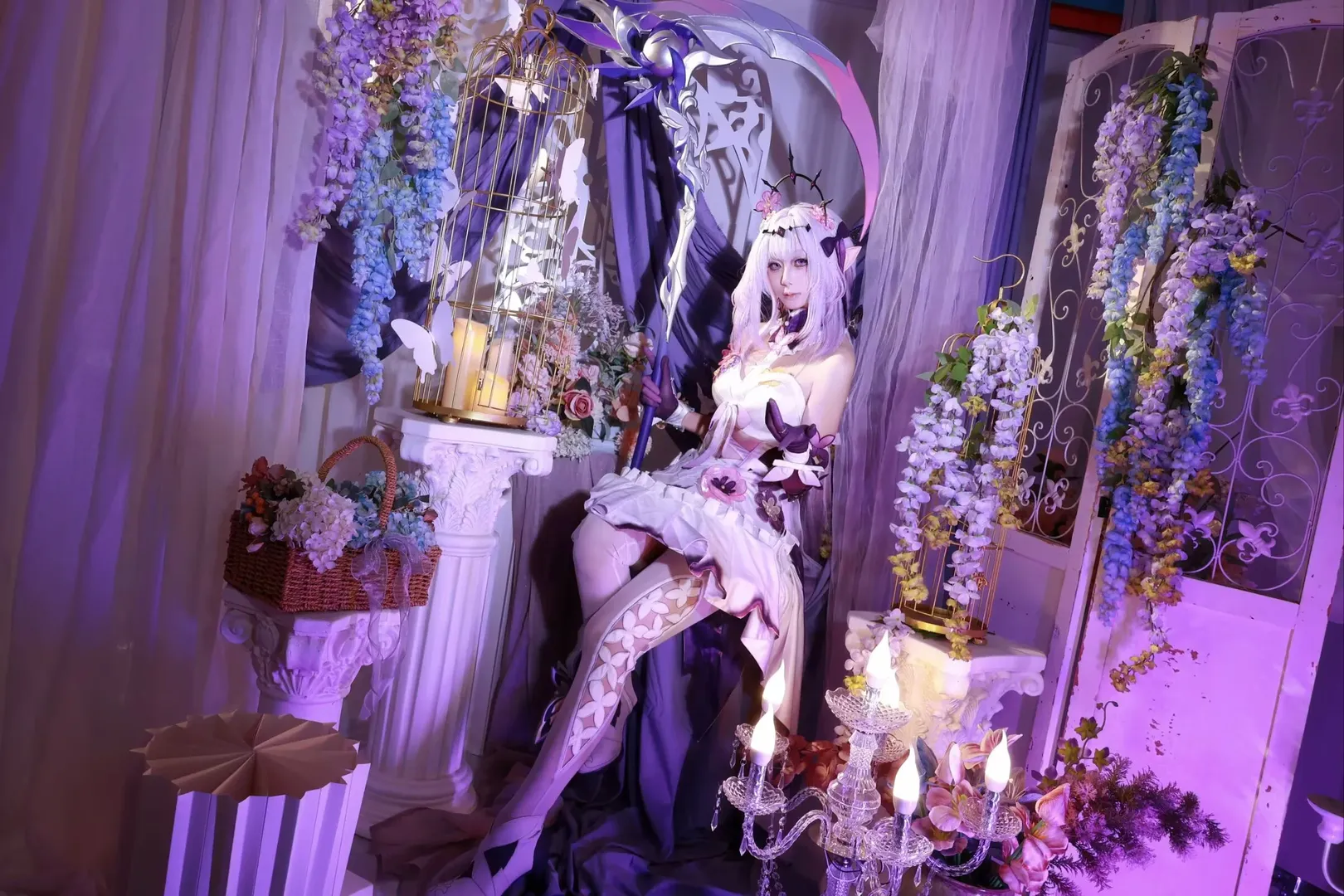 氛围感, cosplay, 二次元摄影, 紫藤花, 镰刀 - 第2张