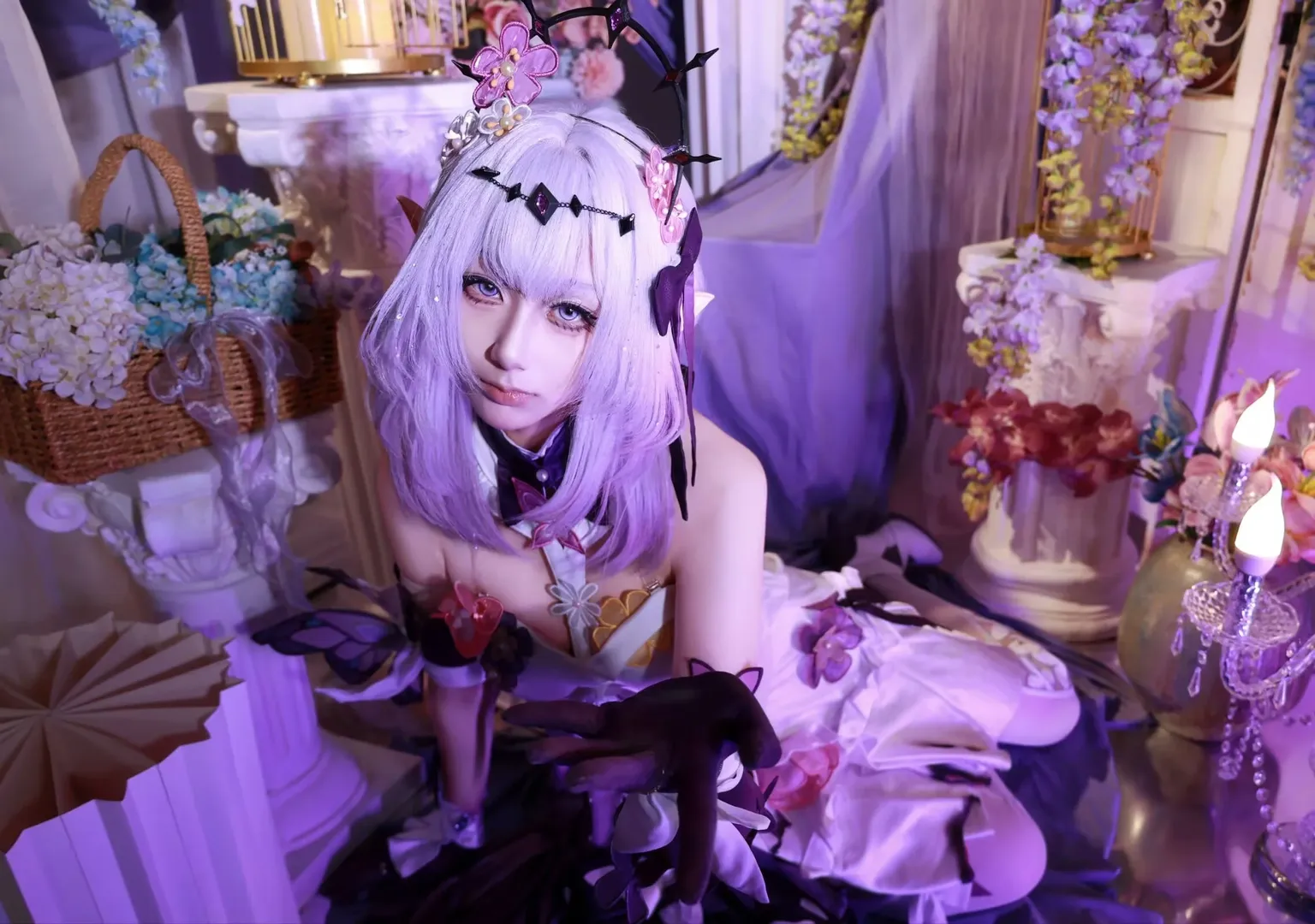 氛围感, cosplay, 二次元摄影, 紫藤花, 镰刀 - 第4张