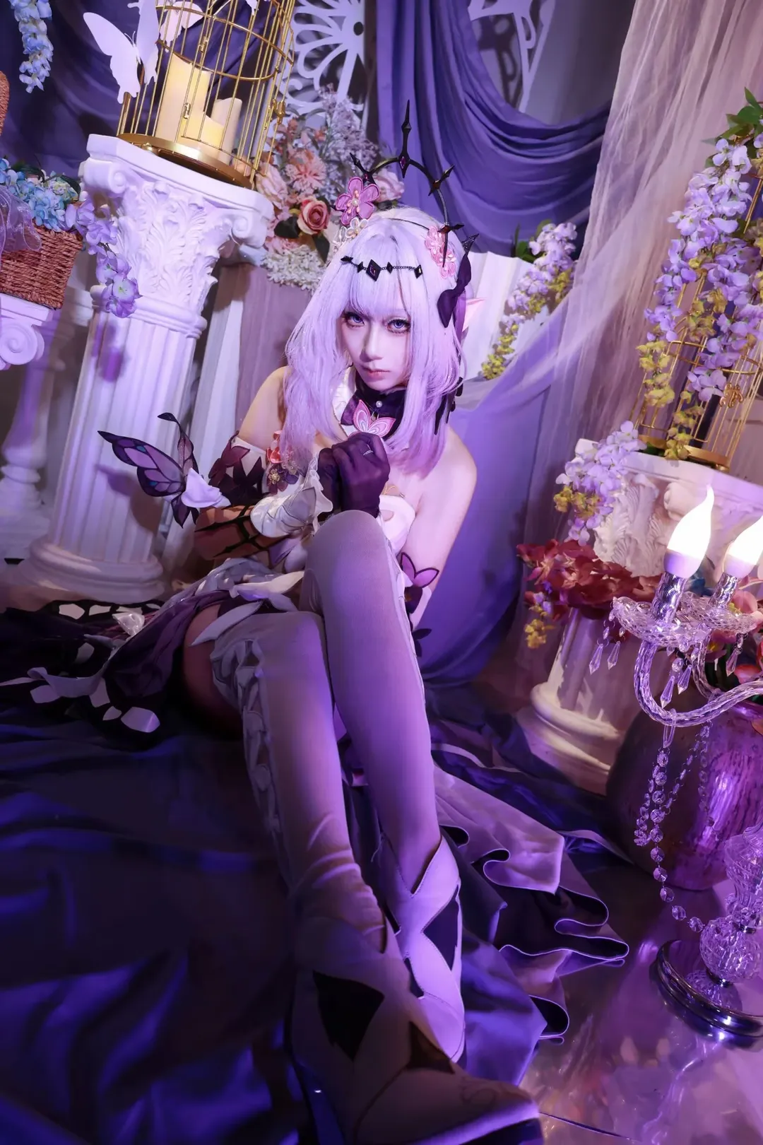 氛围感, cosplay, 二次元摄影, 紫藤花, 镰刀 - 第5张