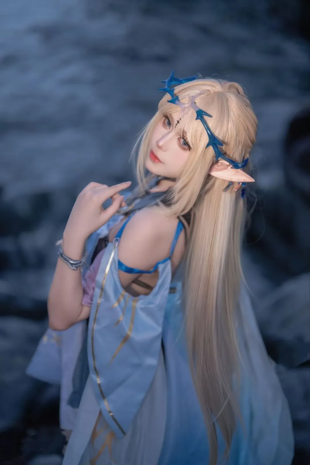 夜景人像, cosplay摄影, 二次元装扮, 海边外景, 精灵cos - 第2张