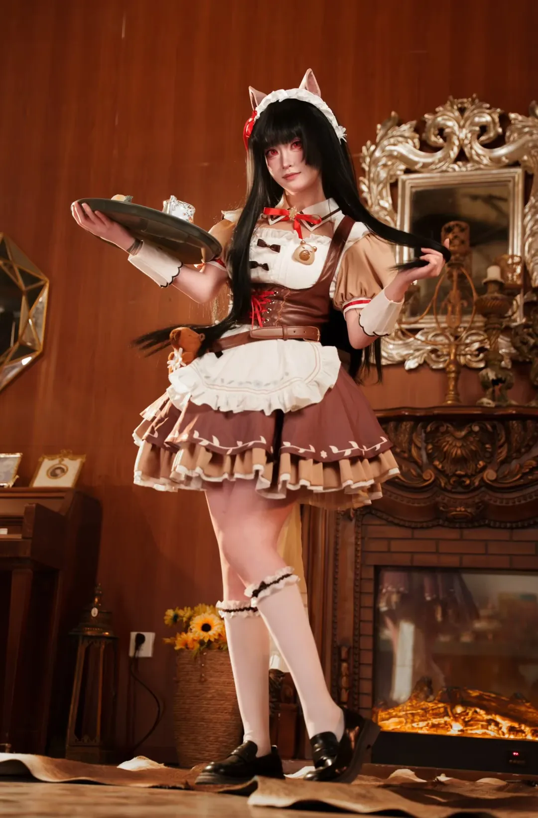 cosplay, 猫耳, 女仆装, 二次元穿搭, 复古摄影