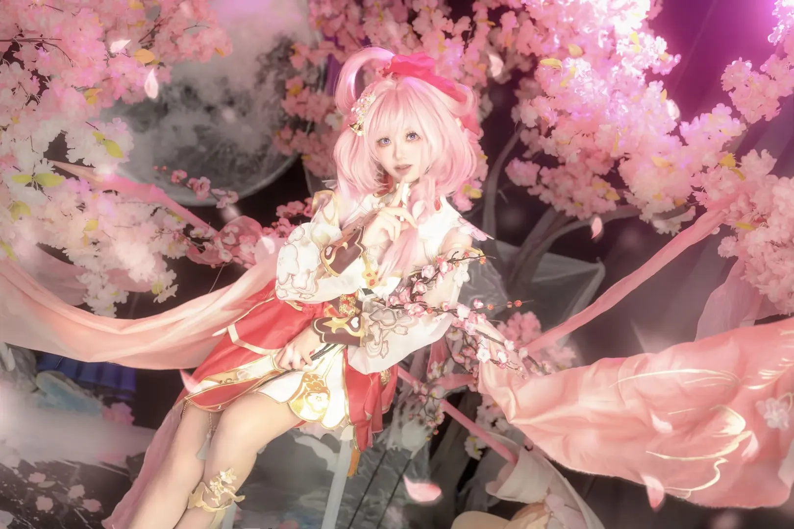 粉色系cosplay, 古风角色扮演, 仙侠风装扮, 樱花主题摄影, 游戏角色coser - 第2张