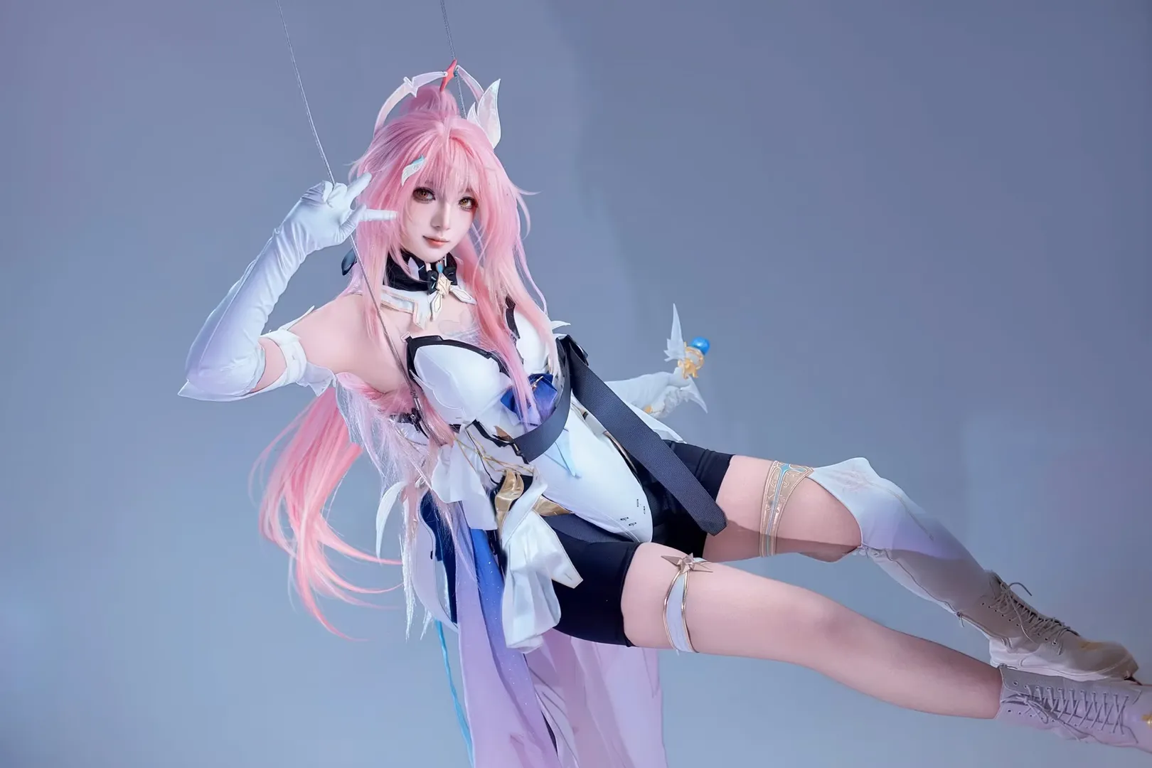 粉色长发, 棚拍, cosplay正片, 元气少女, 悬吊摄影 - 第3张