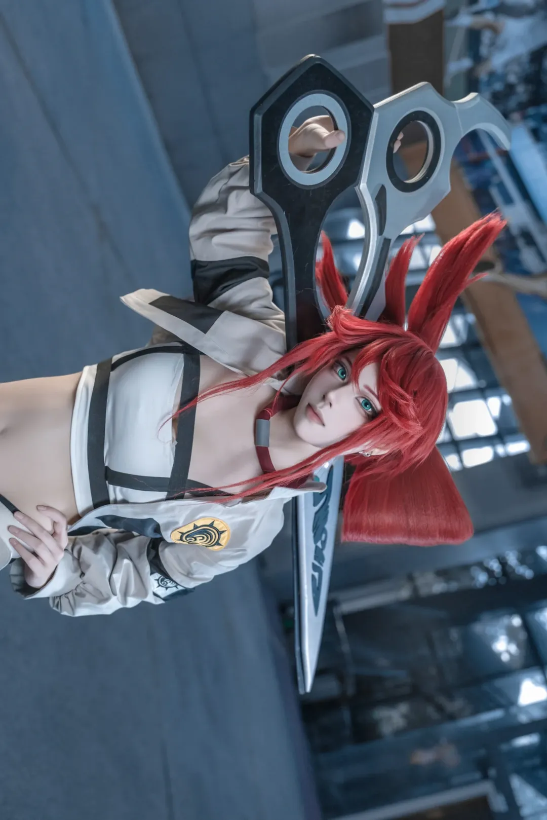 Roleplay, Visual Kei, High fidelity, Long red hair, Scissors prop