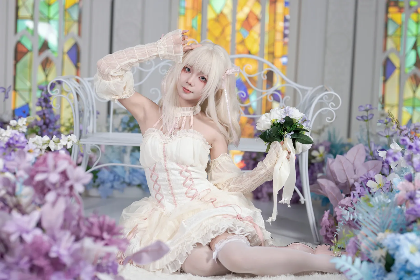 二次元, 洛丽塔, 花嫁风, 白金色假发, Lolita穿搭 - 第5张