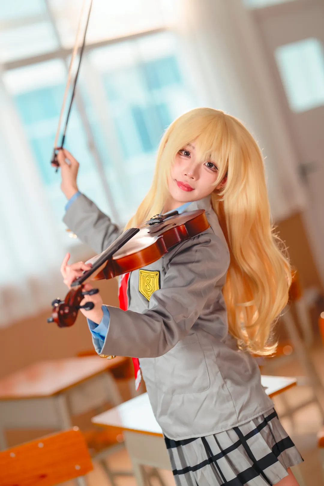 jk制服, cosplay攝影, 宮園薰cos, 四月是你的謊言, 小提琴 - 第7張