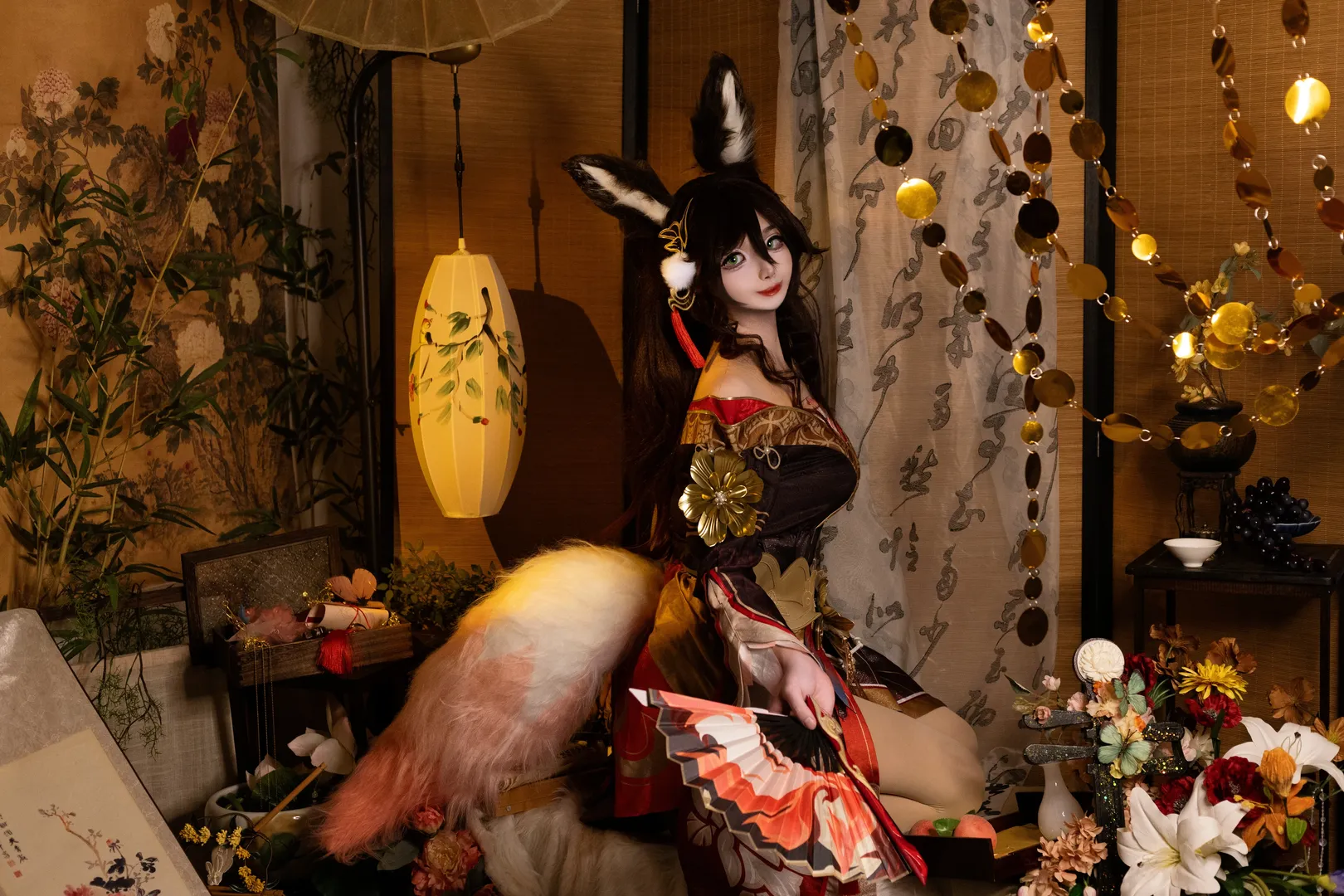 Fugue Cosplay, Honkai: Star Rail, Tingyun cosplay, Traditional Chinese style photography, Fox tail scenery