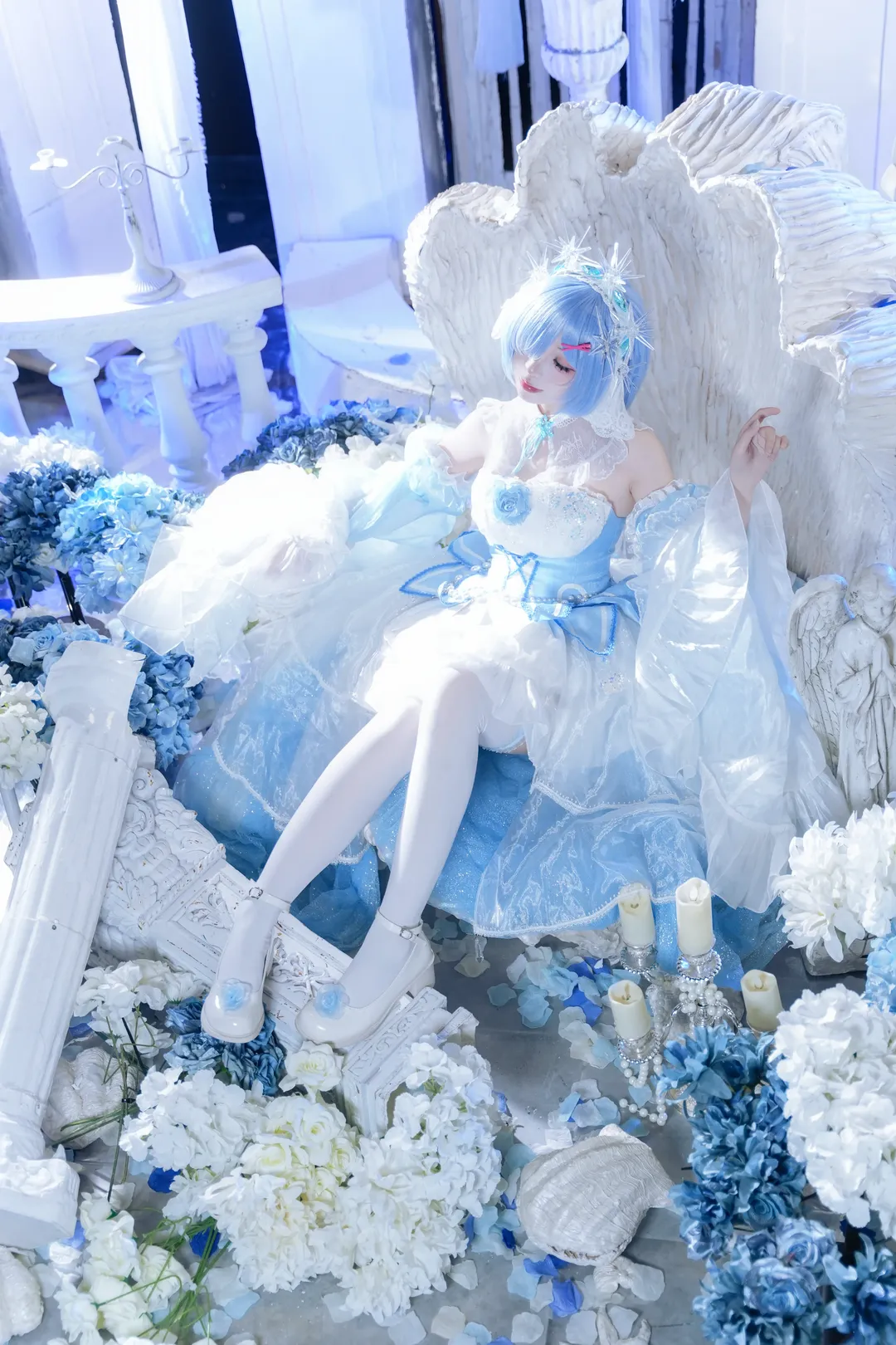 二次元摄影, 从零开始的异世界生活, 蕾姆cos, 梦幻氛围, 蓝色系cosplay - 第2张