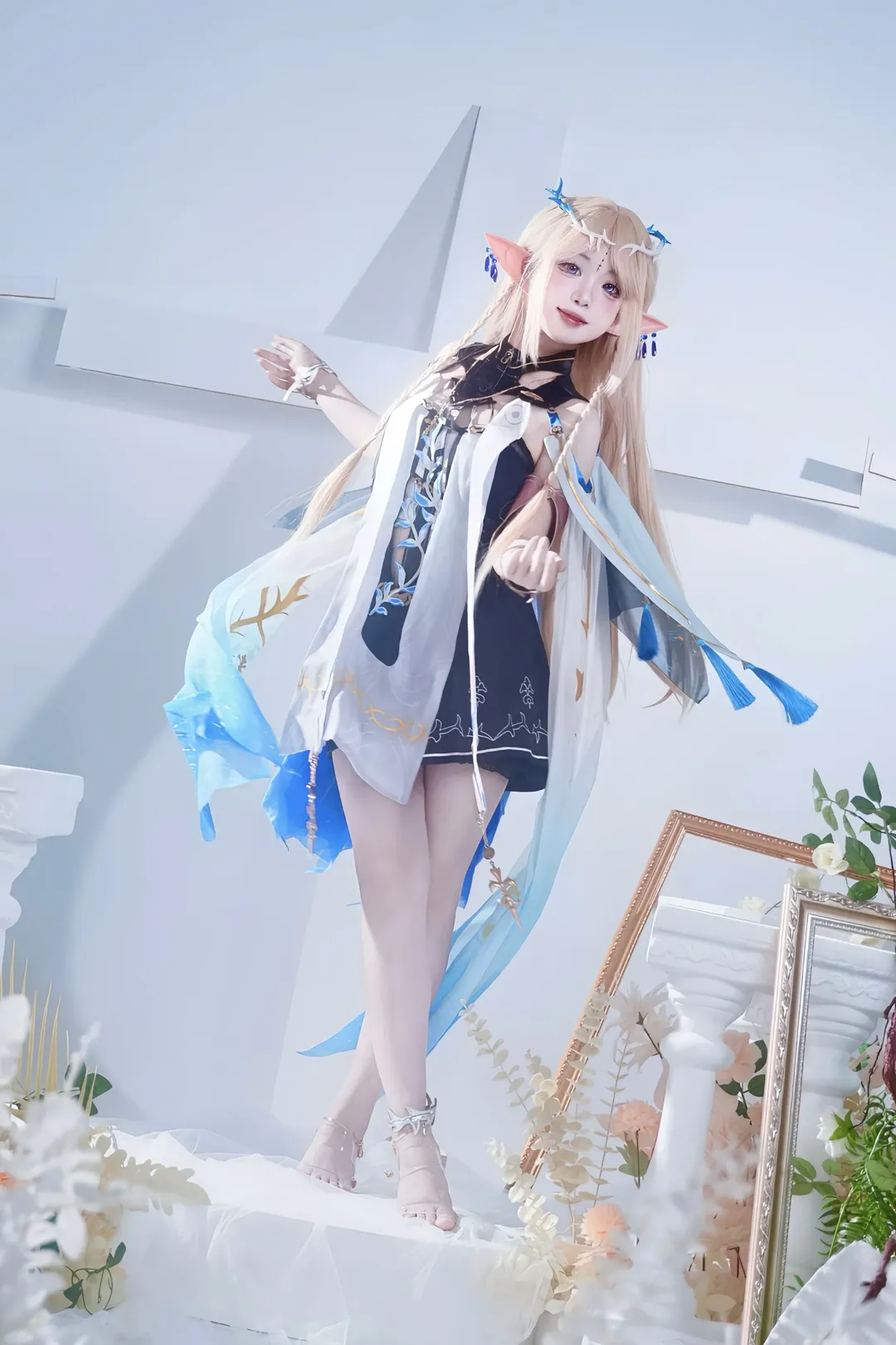 二次元, cosplay, 梦幻风格, 蓝白配色, 棚拍光影 - 第9张