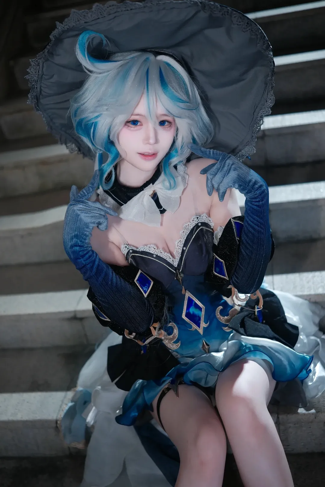 角色扮演, 原神, 芙宁娜cos, 夜景人像, cosplay摄影