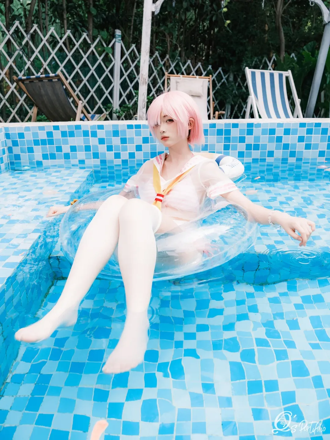 二次元摄影, 从零开始的异世界生活, 泳池写真, 夏日氛围感, 拉姆cos - 第5张