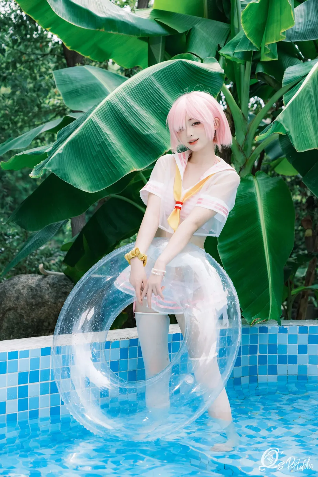 二次元摄影, 从零开始的异世界生活, 泳池写真, 夏日氛围感, 拉姆cos - 第6张